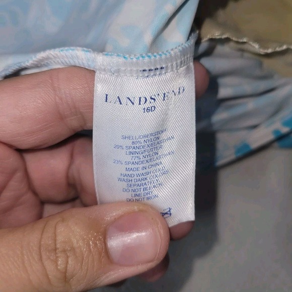 Lands End Swim Top Womens Sz 16 D Blue Modest Tank Neck Pool Strap Plus Size - Picture 10 of 12